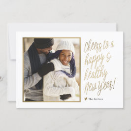 Gelukkig en gezond nieuwjaar fotokaart feestdagenkaart