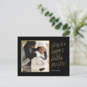 Gelukkig en gezond nieuwjaars fotokaart feestdagenkaart (Staand voorkant)