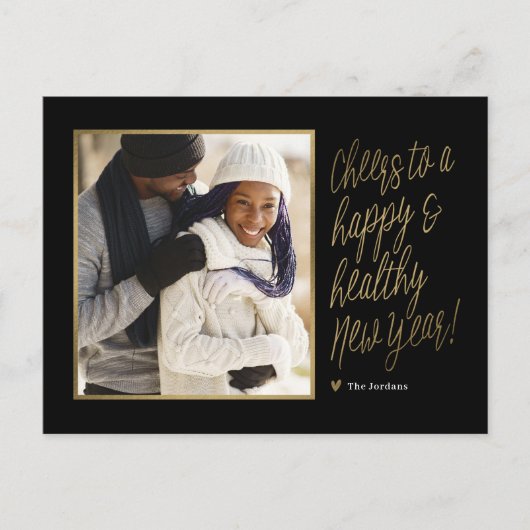 Gelukkig en gezond nieuwjaars fotokaart feestdagenkaart (Voorkant)