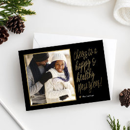 Gelukkig en gezond nieuwjaarskaart feestdagenkaart