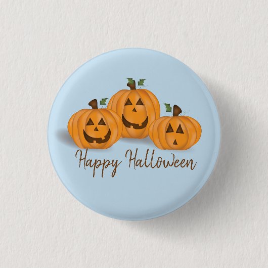 Gelukkig en glimlachend Jack O Lantern Ronde Button 3,2 Cm (Voorkant)