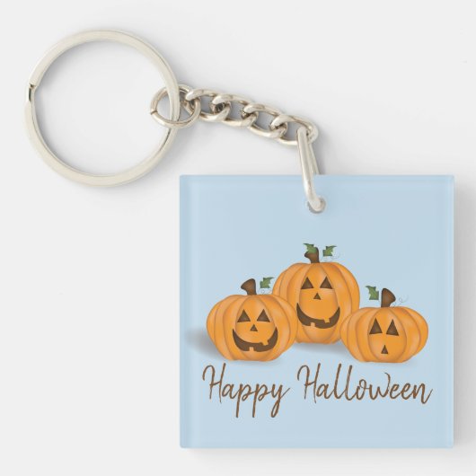 Gelukkig en glimlachend Jack O Lantern Sleutelhang Sleutelhanger (voorkant)
