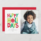 Gelukkig en kleurrijk twee foto's leuk feestdagenkaart (Voorkant / Achterkant)