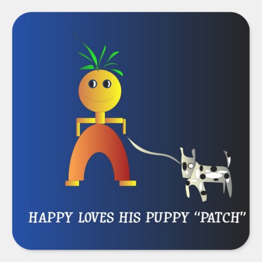 Gelukkig en Lap> Kindersticker. Vierkante Sticker (Voorkant)