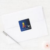 Gelukkig en Lap> Kindersticker. Vierkante Sticker (Envelop)