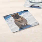 Gelukkig en leuk Quokka op het strand Kartonnen Onderzetters (Schuin)