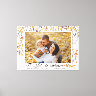 Gelukkig en zegend Happy Thanksgiving Herfst Folia Canvas Afdruk