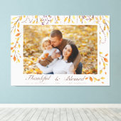 Gelukkig en zegend Happy Thanksgiving Herfst Folia Canvas Afdruk (Insitu (Houten vloer))
