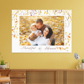 Gelukkig en zegend Happy Thanksgiving Herfst Folia Canvas Afdruk (Insitu (Woonkamer))