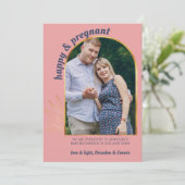 Gelukkig en Zwanger Foto Gouden Boog Zwangerschap Aankondiging (Staand voorkant)