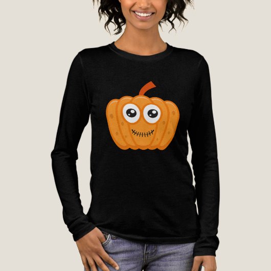 Gelukkig enge Chibi-pompoen Tri-Blend Shirt (Voorkant)