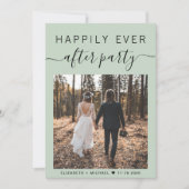 Gelukkig Ever After Feest Foto Sage Groen Huwelijk Aankondiging (Voorkant)