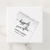 Gelukkig Ever After Hearts en Silver Confetti Bedankjes Labels (In situ)