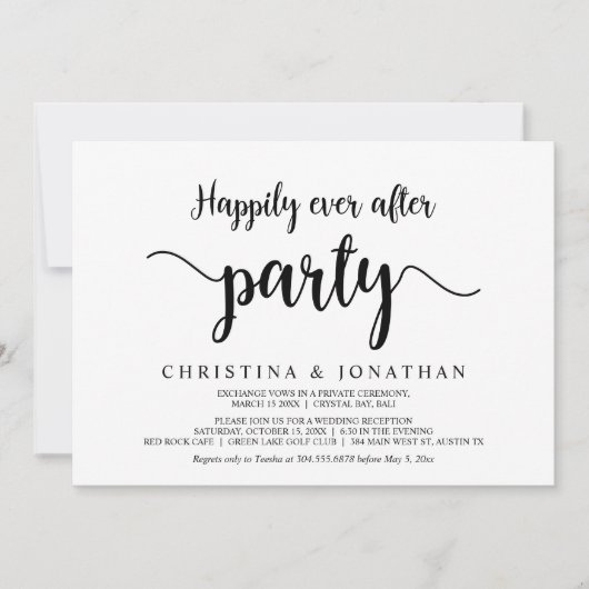 Gelukkig-ever-na-feest, Moderne Rustieke Elopement Kaart (Voorkant)