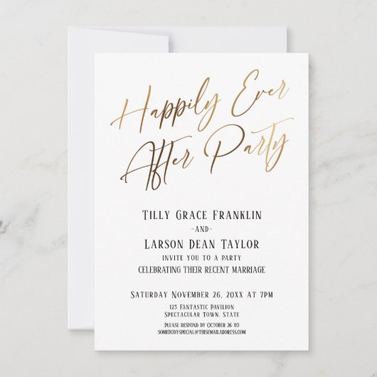 Gelukkig Ever Na Feestje Goud Elegante Typografie Kaart (Voorkant)