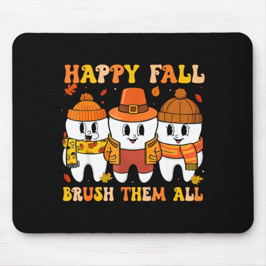 Gelukkig Fall Bruhem Alle Tanden Thanksgiving Tand Muismat (Voorkant)