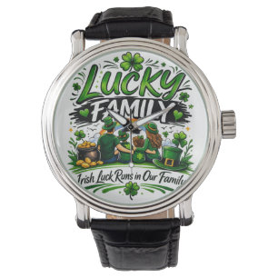 Gelukkig Familie Elftal Ierse Shamrock St. Patrick Horloge