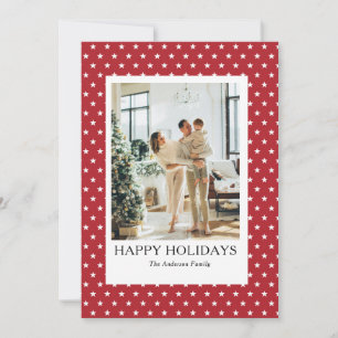 Gelukkig familie Vakantie Fotokaart rood modern ee Feestdagenkaart