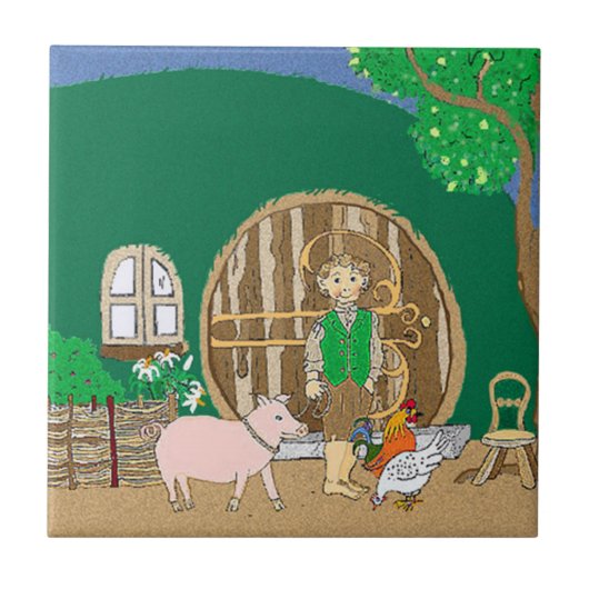 Gelukkig fantasieboekpersonage thuis tegeltje (Voorkant)