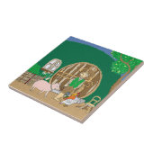 Gelukkig fantasieboekpersonage thuis tegeltje (Zijkant)