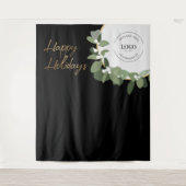 Gelukkig Feest Logo Kerst Foto Achtergrond Wandkleed (Voorkant)