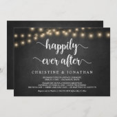 Gelukkig feest na afloop, slingerlicht, elopement  kaart (Voorkant / Achterkant)