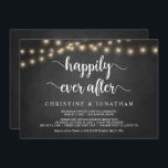 Gelukkig feest na afloop, slingerlicht, elopement  kaart<br><div class="desc">Prachtige 'Happily Ever After' feestviering,  trouw elopement aankondiging / uitnodigingskaart,  in rustieke boerderij krijtbord,  slingerlicht ontwerp. Dit is perfect voor je trouwreceptie en nazomerfeest. Voeg je details toe in bijpassend lettertype / lettering.
#TeeshaDerrick</div>