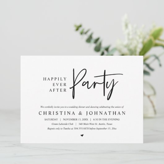 Gelukkig feest na afloop van het huwelijk Eet- en  Kaart (Staand voorkant)