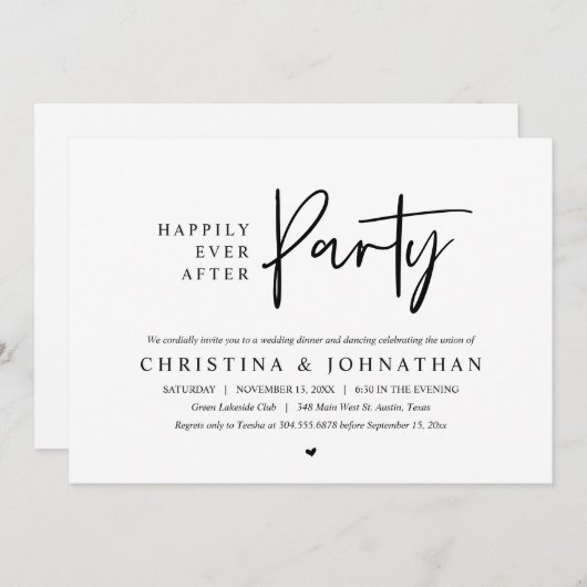 Gelukkig feest na afloop van het huwelijk Eet- en  Kaart (Voorkant / Achterkant)