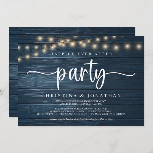 Gelukkig feest na de bruiloft,  String Lights Elop Kaart (Voorkant / Achterkant)