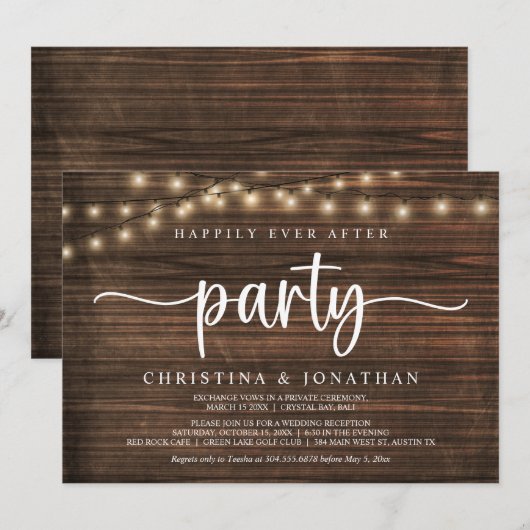 Gelukkig feest na de bruiloft,  String Lights Elop Kaart (Voorkant / Achterkant)