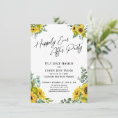 Gelukkig feest na eucalyptus zonnebloem kaart (Staand voorkant)