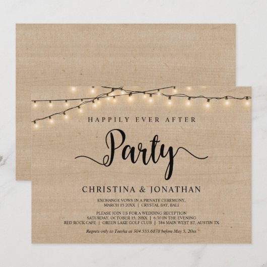 Gelukkig feest na het huwelijk met slingerlampen kaart (Voorkant / Achterkant)