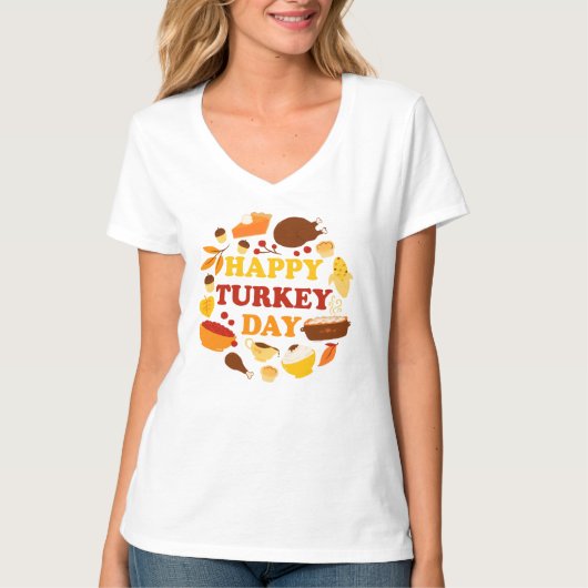 Gelukkig feest op de dag van Turkije T-shirt (Voorkant)
