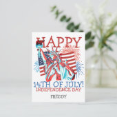 Gelukkig feest op de vierde dag van de onafhankeli briefkaart (Staand voorkant)