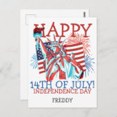 Gelukkig feest op de vierde dag van de onafhankeli briefkaart (Voorkant / Achterkant)
