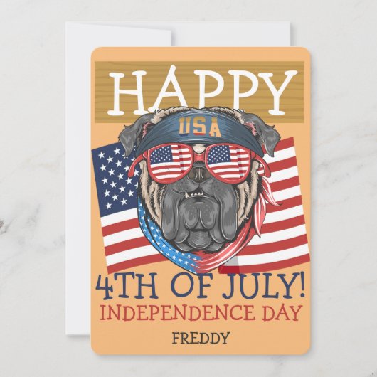 Gelukkig feest op de vierde dag van de onafhankeli kaart (Voorkant)