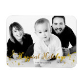 Gelukkig feestdag Gold Photo Holiday Card Magneet (Horizontaal)
