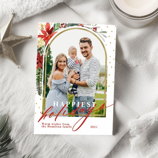 Gelukkig Feestdagen Familie Foto Arch Kerstmis Kaa Feestdagenkaart