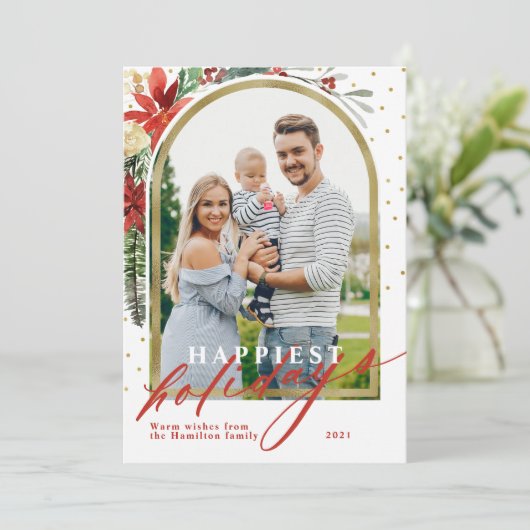 Gelukkig Feestdagen Familie Foto Arch Kerstmis Kaa Feestdagenkaart (Staand voorkant)