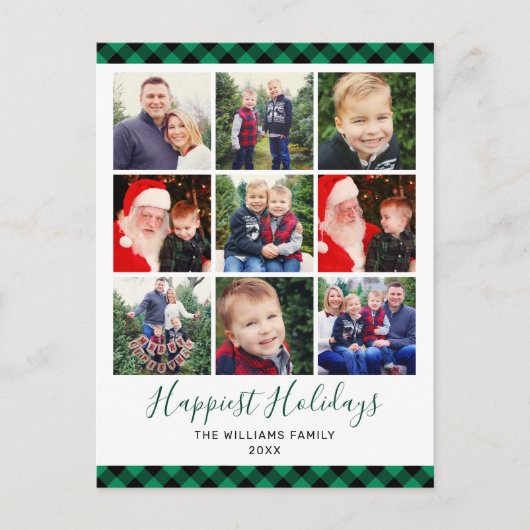 Gelukkig Feestdagen Green Buffalo Foto Collage (Voorkant)