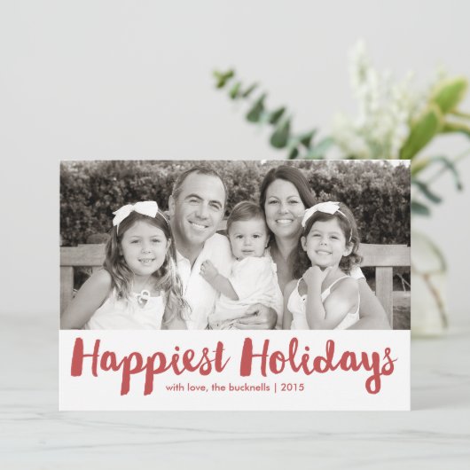 Gelukkig Feestdagen met een kerstfotokaart met roo Feestdagenkaart (Staand voorkant)