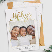 Gelukkig Feestdagen Minimalistisch Gold Modern Fot Feestdagenkaart