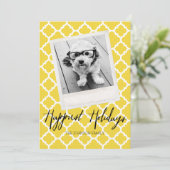 Gelukkig Feestdagen Modern Quatrefoil Pattern Foto Feestdagenkaart (Staand voorkant)