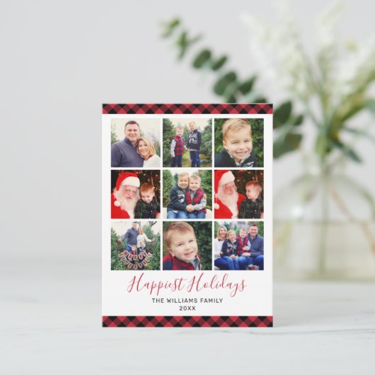 Gelukkig Feestdagen Modern Red Buffalo Foto Collag (Staand voorkant)
