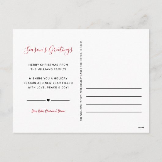 Gelukkig Feestdagen Modern Red Buffalo Foto Collag (Achterkant)