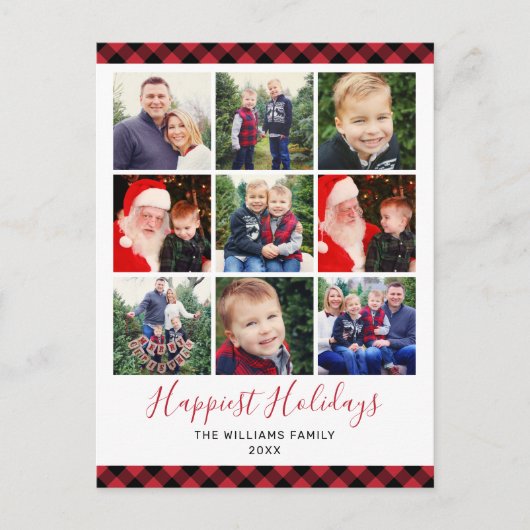 Gelukkig Feestdagen Modern Red Buffalo Foto Collag (Voorkant)