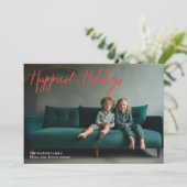 Gelukkig Feestdagen Moderne Full Photo-kerstrood Feestdagenkaart (Staand voorkant)