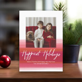 Gelukkig Feestdagen Moderne Waterverf 1 Foto rood Feestdagenkaart