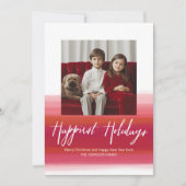 Gelukkig Feestdagen Moderne Waterverf 1 Foto rood Feestdagenkaart (Voorkant)